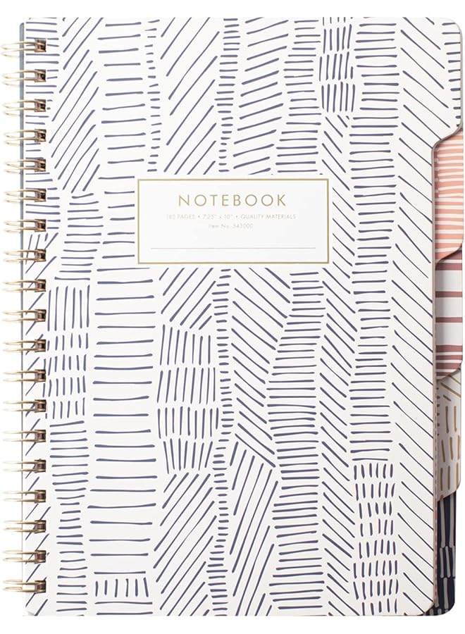 erorex Studio Large Tab Notebook Tribal Lines Flexible Paperback Cover College Ruled 5 Subject Die Cut Dividers 7.25 Inch - Image 1