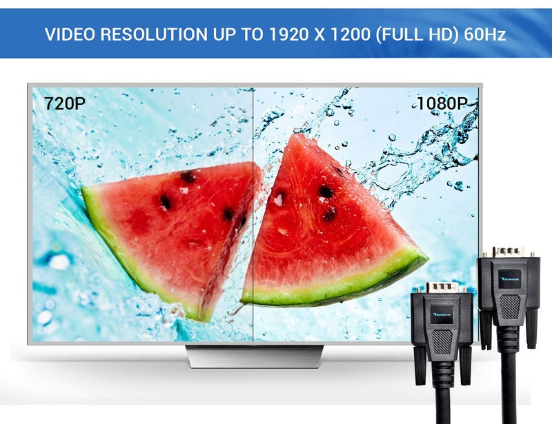 BlueRigger كابل SVGA/VGA ذكر إلى ذكر لكابلات شاشة الكمبيوتر كابل فيديو VGA نحاسي محمي - يتصل بأجهزة HDTV وبطاقات الرسوميات (10 أقدام / 3 أمتار) - Image 5