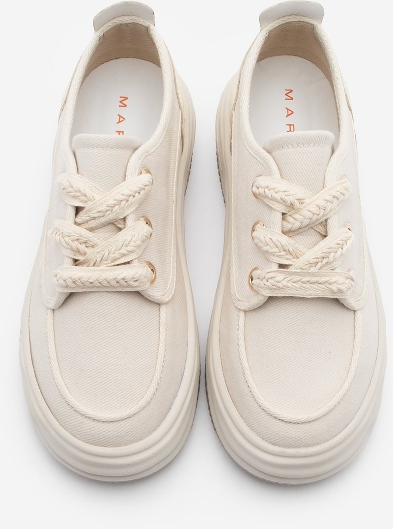 MARJIN Women's Sneaker Lace-Up Linen Sneakers Rotvi  - Image 4