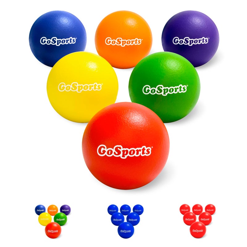 GoSports 6 Inch Soft Skin Foam Playground Dodgeballs - 6 Pack Set for Kids - Multicolor - Image 1