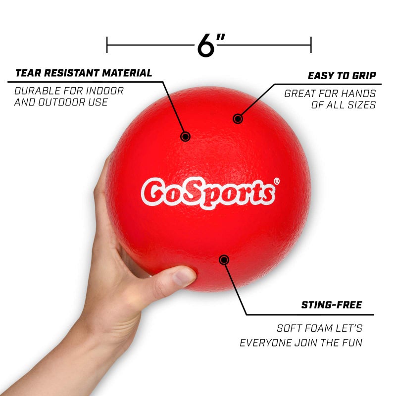 GoSports 6 Inch Soft Skin Foam Playground Dodgeballs - 6 Pack Set for Kids - Multicolor - Image 2