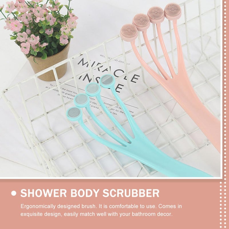 Long Handle Silicone Exfoliating Back Scrubber Bath Brush for Men and Women Shower - Image 5