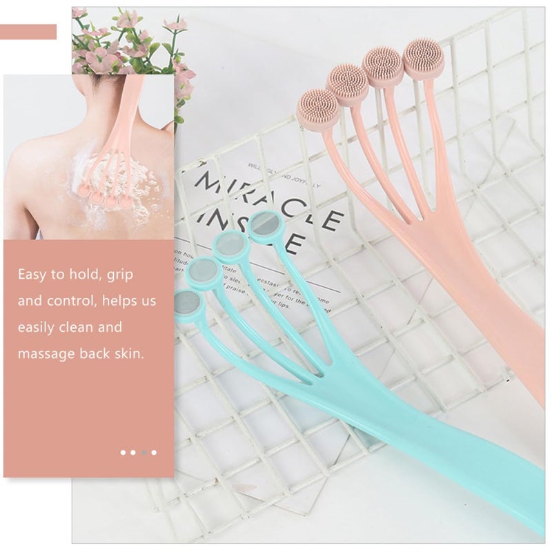Long Handle Silicone Exfoliating Back Scrubber Bath Brush for Men and Women Shower - Image 4
