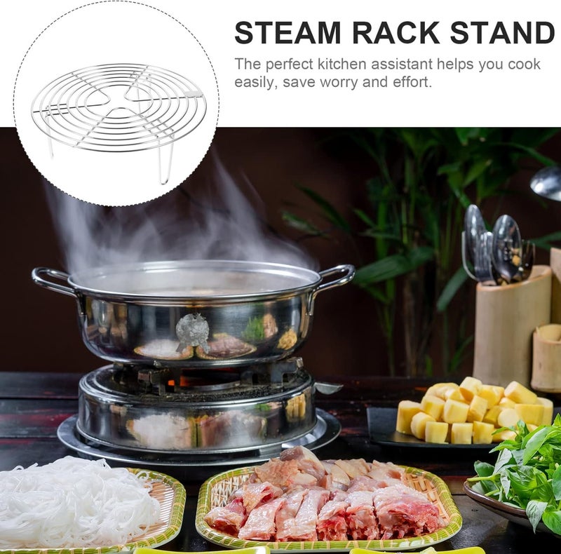 comfrt Wire Racks Stainless Steel Trivet Rack Stand Cooking Steamer Rack Heavy Duty Pressure Cooker Steam Rack Round Cooling Basket for Egg Vegetable 20 * 7cm Steam Pot - Image 5