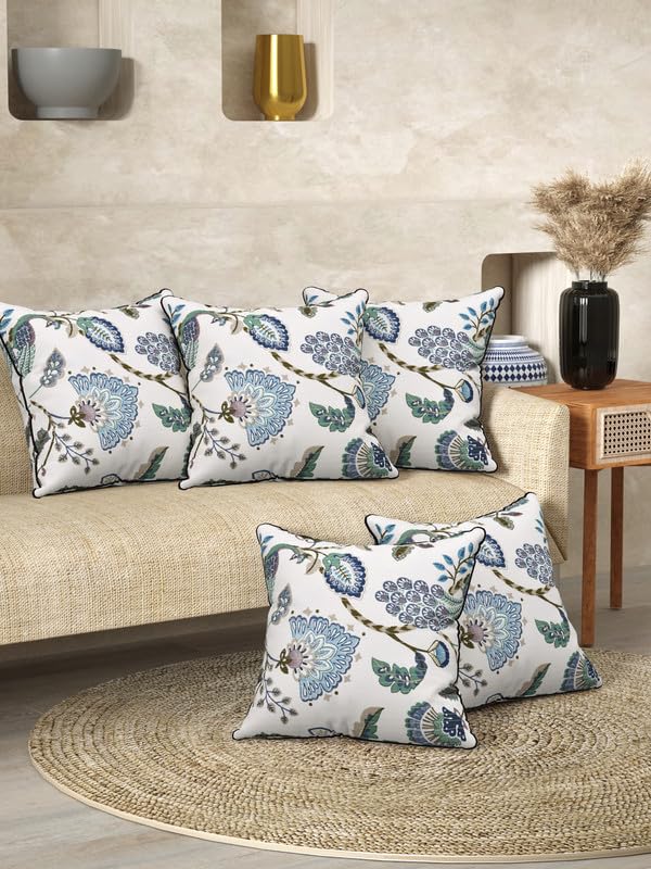 EasyGoods India Premium Cotton Cushion Covers 16x16 Inch | Soft Durable Fabric | Elegant Printed Covers for Sofa & Living Room | Hidden Zipper | Set of 5 - Image 1