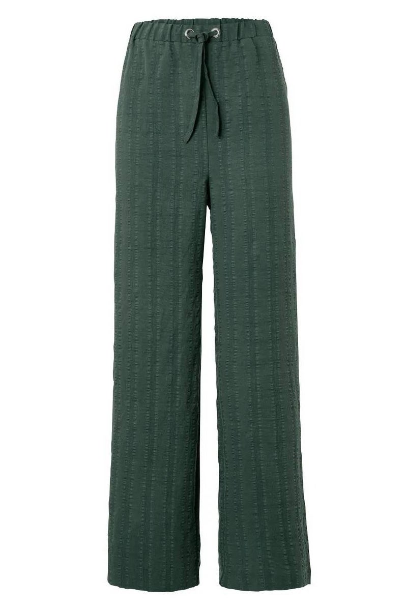 Tchibo Women Regular Fit Drawstring Palazzo Pants, Green - Image 2