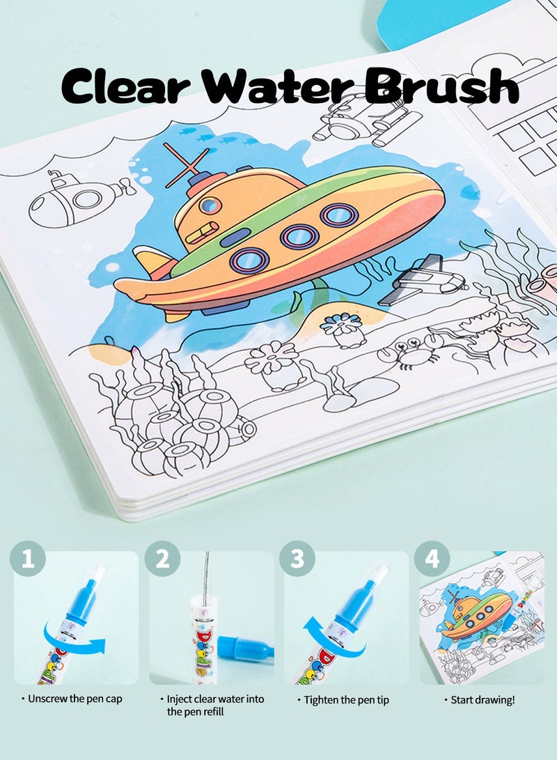 بكارنست كتاب رسم سحري قابل لإعادة الاستخدام مع ألعاب مطابقة الملصقات الكرتونية، كتاب تعليمي مزود بقلم مائي للأطفال فوق سن 3 سنوات - Image 3