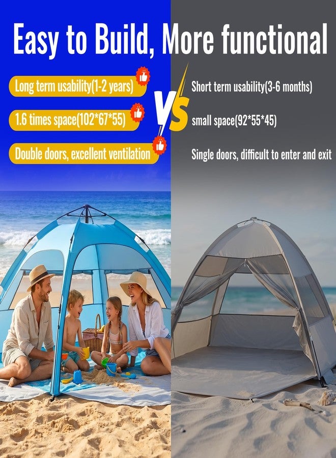 Purebox Pop Up Beach Tent Sun Shelter – Easy Set up in 3S Instant, Tents for 4/5 Person Beach Umbrella Sun Shelter Shade, UV 50+ Protection, Wind Resistant, Lightweight Portable Baby Tents Shade for Family - Image 4