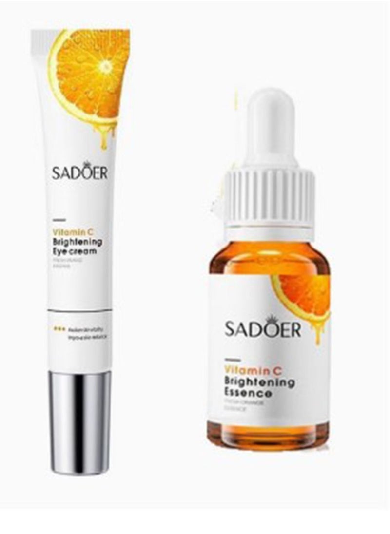 Whitening and moisturizing set with vitamin C extract to soften the skin, consisting of two pieces, serum _ eye cream
