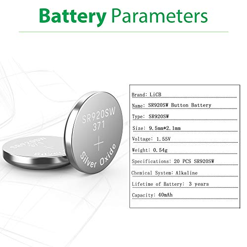 LiCB 20 Pack SR920SW 371 370 AG6 Battery 1.5V Button Cell Watch Batteries - Image 2