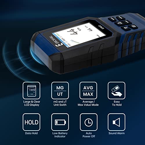 ERICKHILL EMF Meter,3-in-1Rechargeable Digital Electromagnetic Field Radiation Detector for EF RF MF,5G Cell Tower, WiFi Signal Detector, for Home&Office EMF Inspections, and Ghost Hunting - Image 3