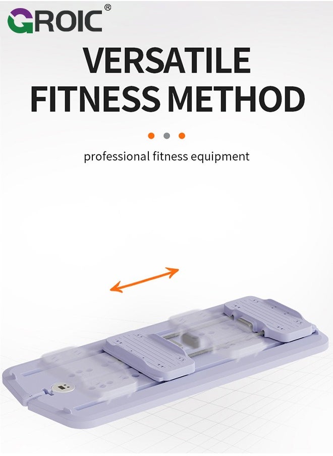 GROIC - 5 in 1 Pilates Board,Ski Machine, Simulated Ski Trainer,Ab Roller,Multifunction Ab Exercise Board Machine,Home Gym Exercise Equipment Push Up Board for Strength Core Workout with Knee Pad Timer(Blue) - Image 1