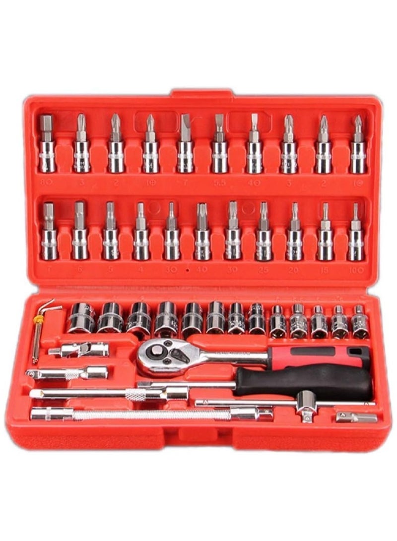 BLOOMING TIME 46-Piece Wrench Repair Tools With Box Silver/Black  - Image 1