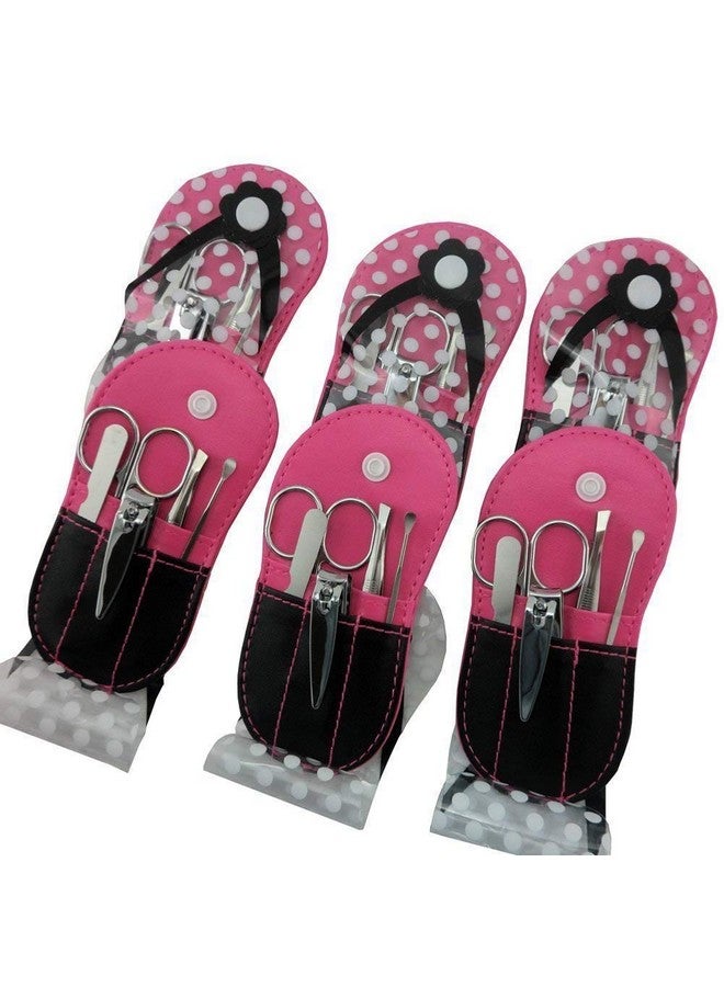 SPOVE Manicure Setsnail Care Kit Party Favors Polka Dot Flip Flop Nail Clippers Manicure Kit Pedicure Setnail Kit In Bulk Gift Pack Of 6 Hotpink - Image 2