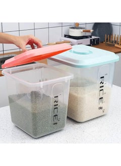 Premify Rice Container Set Of 2 Pieces-Airtight Food Storage Container With Lid &Bpa Free Plastic Large Cereal/Flour Sotrage Box, Kitchen Multifunctional Containers (10Kg &15Kg) 