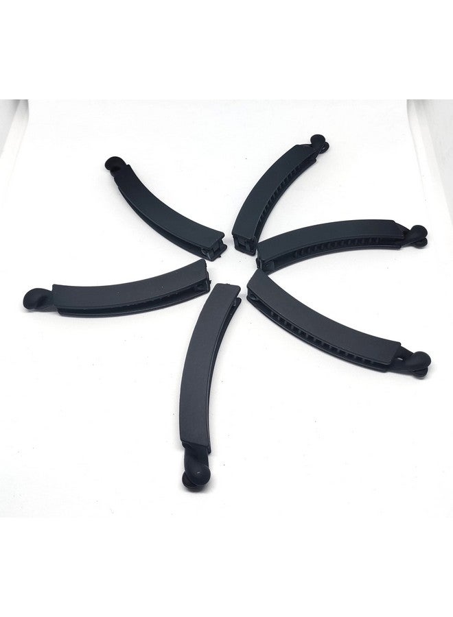 trendsetter مشابك شعر صغيرة من الأكريليك باللون الأسود للنساء والفتيات (لون أسود، شكل منحني، 6 قطع) (مشبك موز متوسط غير لامع (عبوة من 6)) - Image 1