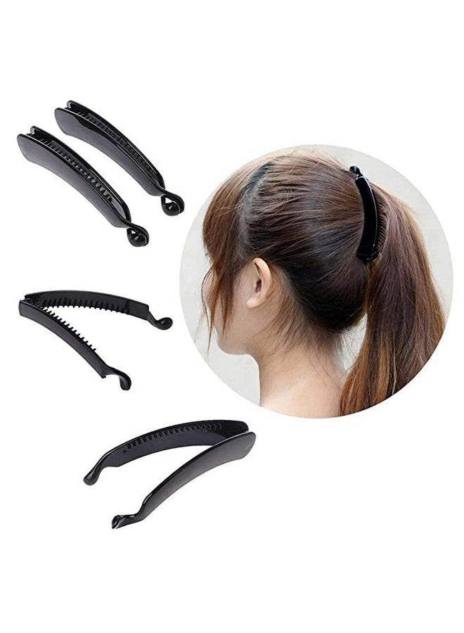 trendsetter مشابك شعر صغيرة من الأكريليك باللون الأسود للنساء والفتيات (لون أسود، شكل منحني، 6 قطع) (مشبك موز متوسط غير لامع (عبوة من 6)) - Image 2