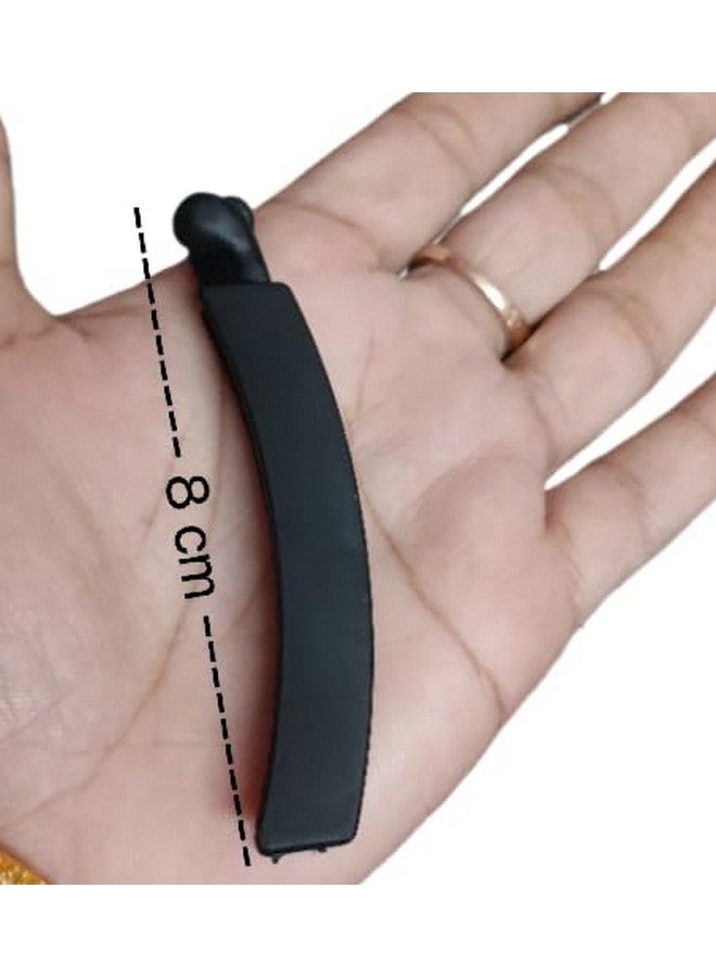 trendsetter مشابك شعر صغيرة من الأكريليك باللون الأسود للنساء والفتيات (لون أسود، شكل منحني، 6 قطع) (مشبك موز متوسط غير لامع (عبوة من 6)) - Image 4