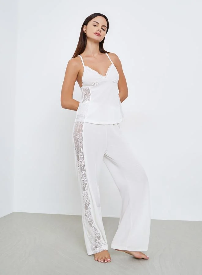 Styli Side Lace Insert Cami and Pyjama Set