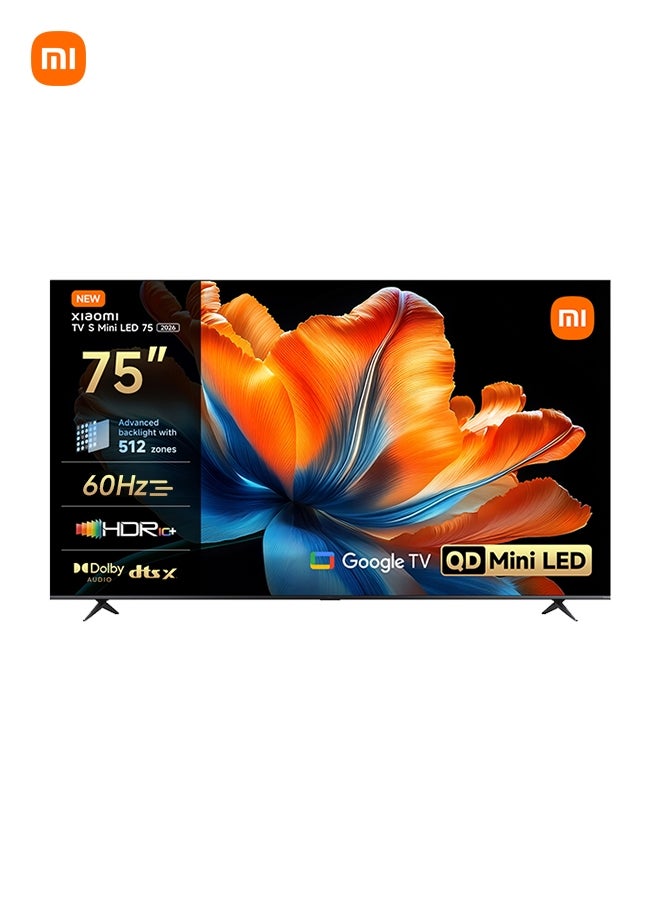 TV S Mini LED 75" 2026, QLED Mini LED, 4K UHD, Smart TV with Google TV, HDR10+, Triple Tuner, DVB T2, 60Hz with 120Hz Game Boost Mode, MEMC, Dolby Audio, Airplay 2 L75MC-SME Black
