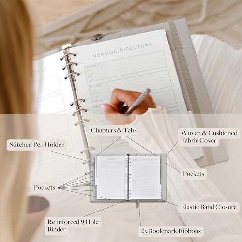 Scribble & Dot Award Winning Elegant Wedding Planner Binder and Organizer for the Bride | Tissue Wrapped | Cushioned Cover | Engagement Gift | This Elegantly Designed US Planner Allows you to Plan Every Detail (Soft Grey) - Image 2
