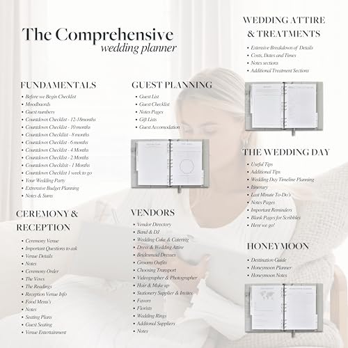 Scribble & Dot Award Winning Elegant Wedding Planner Binder and Organizer for the Bride | Tissue Wrapped | Cushioned Cover | Engagement Gift | This Elegantly Designed US Planner Allows you to Plan Every Detail (Soft Grey) - Image 4