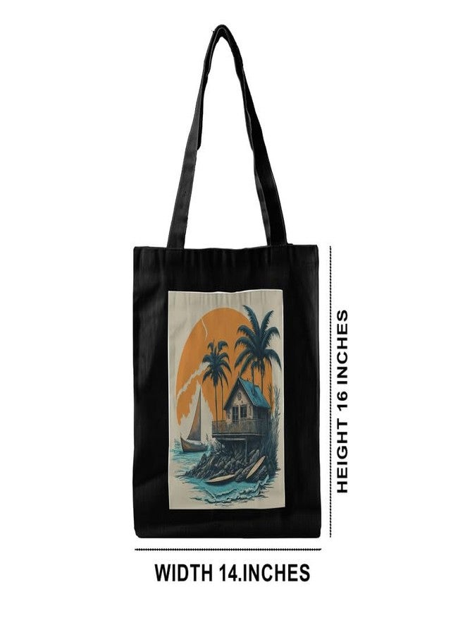 PrintingZone Canvas Tote Bag Aesthetic Reusable Cotton Bags for Women Ladies Girls for School, College, Office, Travel Large Printed Design Eco-Friendly Shopping Bag for Everyday Use(BTB-85)(BTB-85) - Image 5
