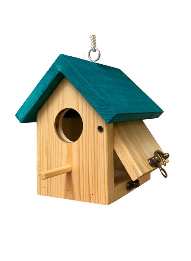 بيت عصافير خشبي بأبواب قابلة للفتح - لون أخضر من Pet's Home - Image 3