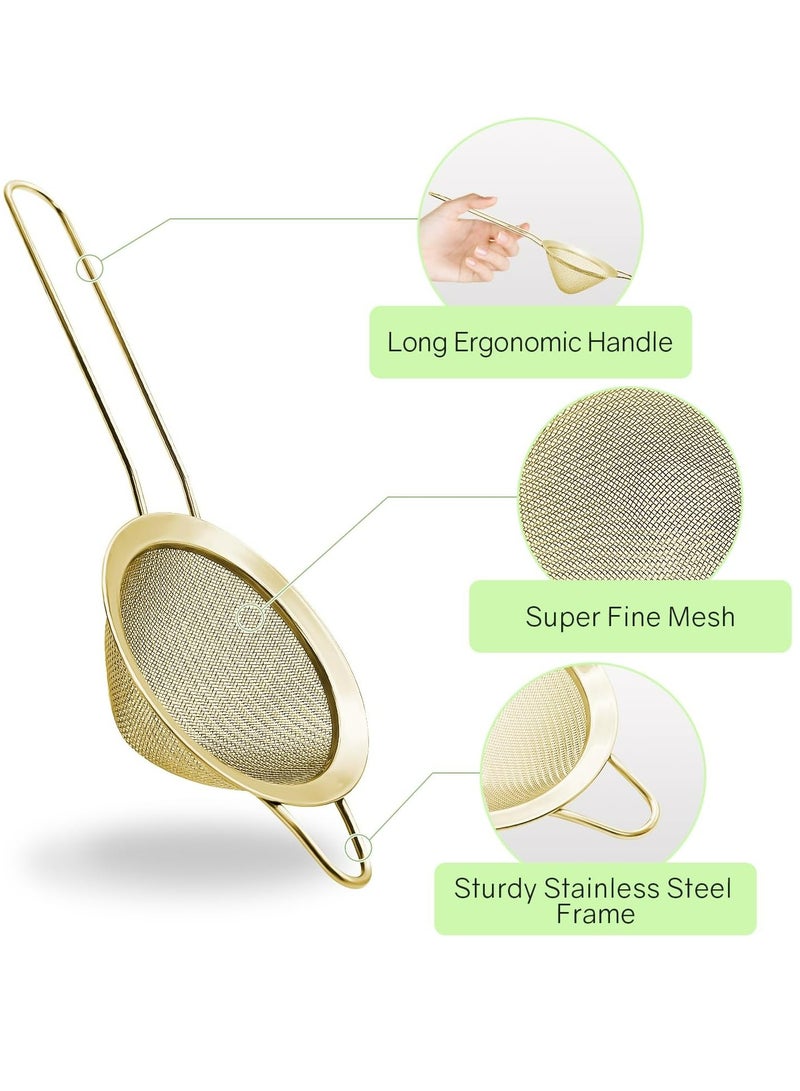 Loquat Fine Mesh Strainer Gold Cone-Shaped Stainless Steel Strainer with Long Handle for Tea, Herbs, Coffee, Juice - Image 3