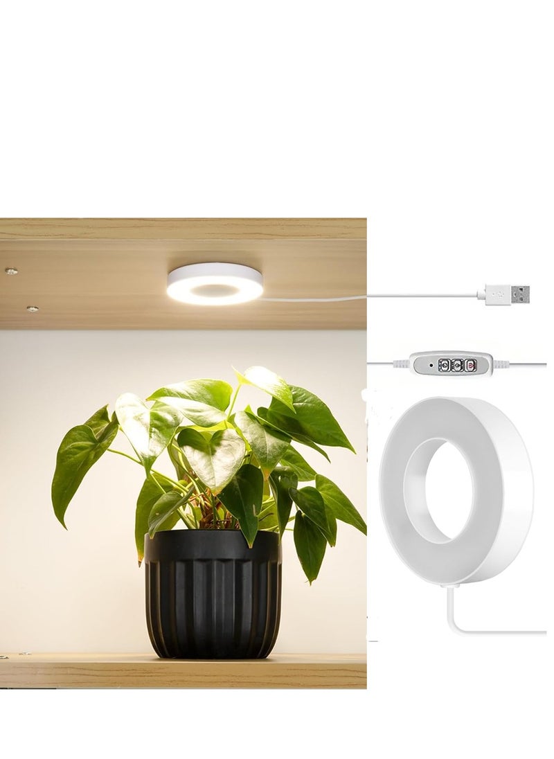 Generic Ceiling Grow Light for Indoor Plants, Full Spectrum LED Halo Plant Light,Automatic Timer 3/9/12H,4 Dimmable Brightness Levels,5V Safe Voltage Growing Lamp ,Ideal for Small Plants  - Image 1