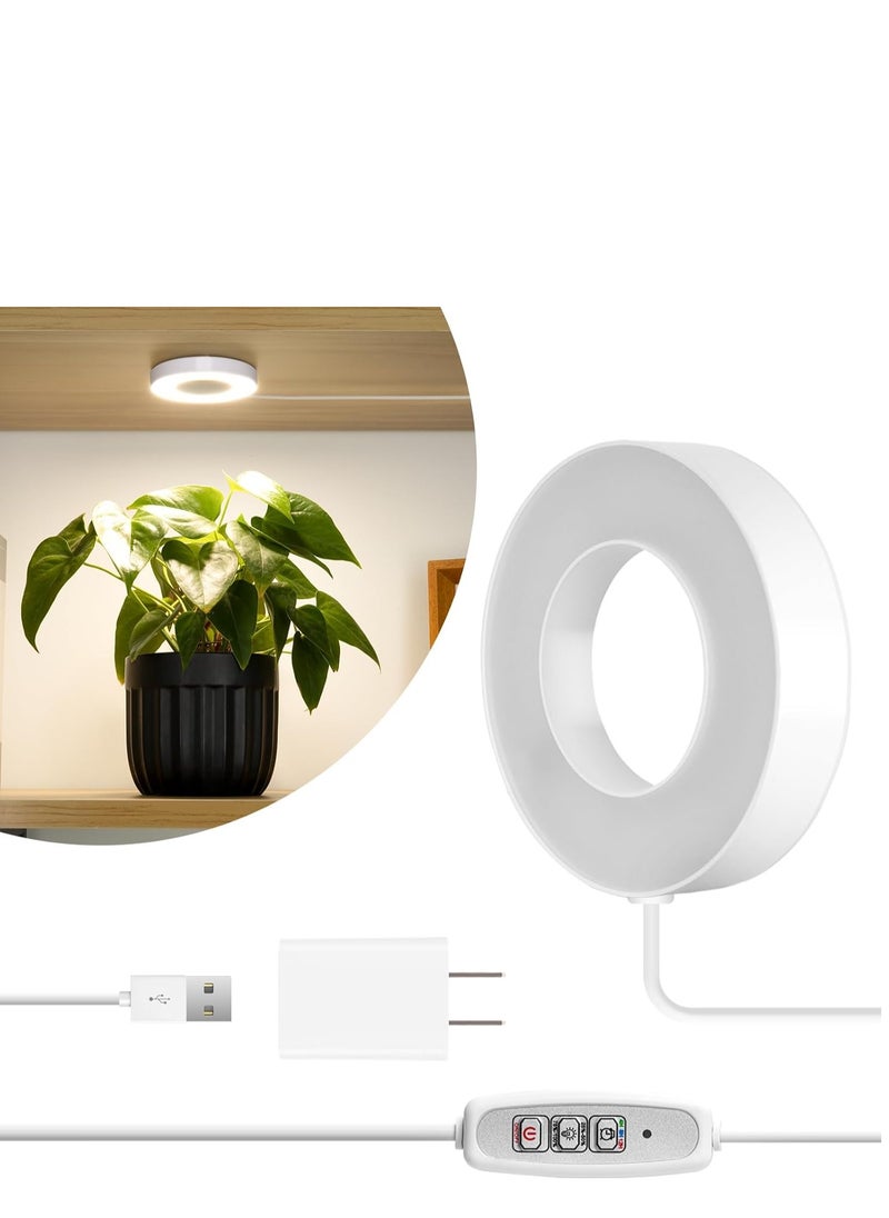 Generic Ceiling Grow Light for Indoor Plants, Full Spectrum LED Halo Plant Light,Automatic Timer 3/9/12H,4 Dimmable Brightness Levels,5V Safe Voltage Growing Lamp ,Ideal for Small Plants  - Image 3