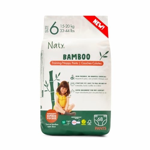 Naty Bamboo Viscose Training Pants – Silky Soft, Potty Training Underwear, Plant Based Pull ups, Dermatologically Tested for Sensitive Skin & Super Absorbent (Size 6, 68 Count) - Image 1