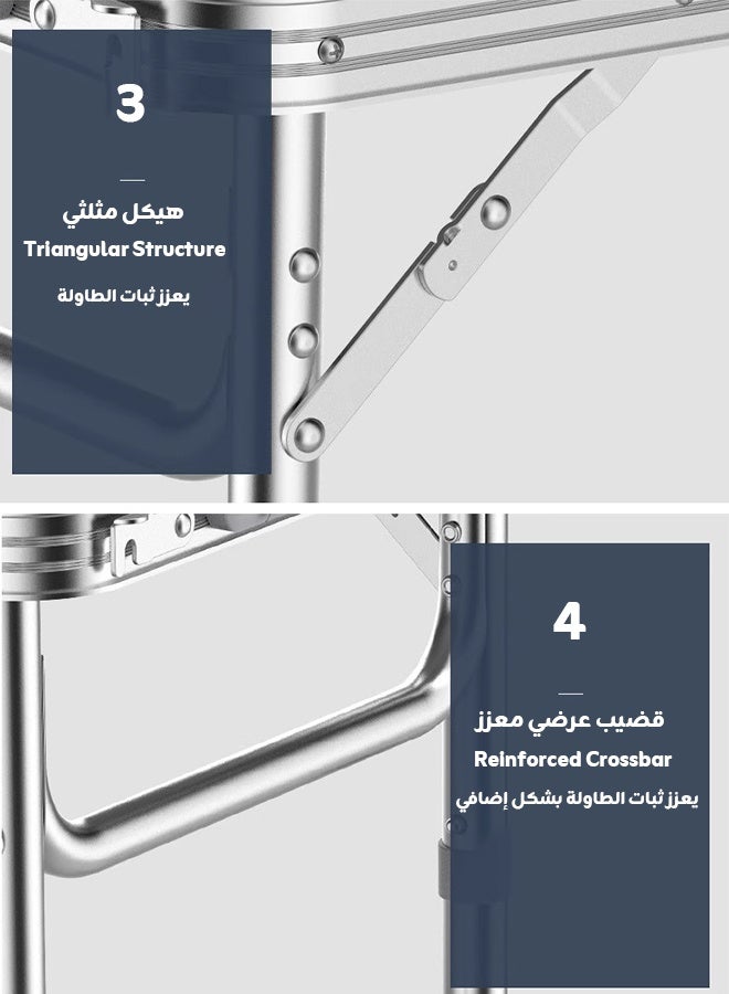 هيبوبي طاولة تخييم قابلة للطي محمولة | ارتفاع قابل للتعديل، تتحمل حتى ‎50‎ كجم بثبات، سهلة التخزين | متعددة الاستخدام: مكتب دراسة / طاولة تخييم / طاولة شواء - Image 4