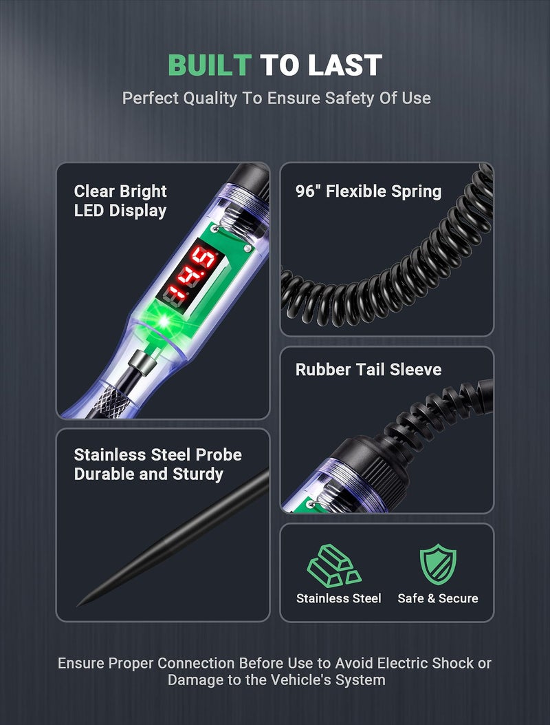 JASTIND Automotive Test Light with 3-48V LED Digital Readout, Automotive Circuit Tester with Voltmeter and Polarity Indicator Light, Electrical Voltage Test Pen with Stainless Probe for Fuse Car/Vehicles - Image 4
