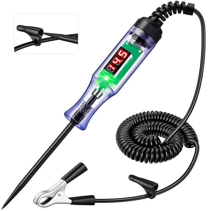 JASTIND Automotive Test Light with 3-48V LED Digital Readout, Automotive Circuit Tester with Voltmeter and Polarity Indicator Light, Electrical Voltage Test Pen with Stainless Probe for Fuse Car/Vehicles - Image 1
