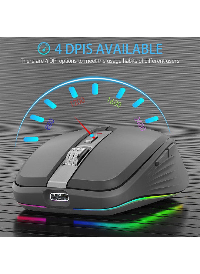 FMOUSE - 2.4G+BT5.1 Dual-mode Wireless Mouse Computer Gaming Mice Ergonomic Design 4-gear   Adjustable DPI Built-in Rechargeable Battery for Laptop - Image 1