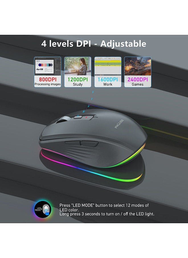 FMOUSE - 2.4G+BT5.1 Dual-mode Wireless Mouse Computer Gaming Mice Ergonomic Design 4-gear   Adjustable DPI Built-in Rechargeable Battery for Laptop - Image 1