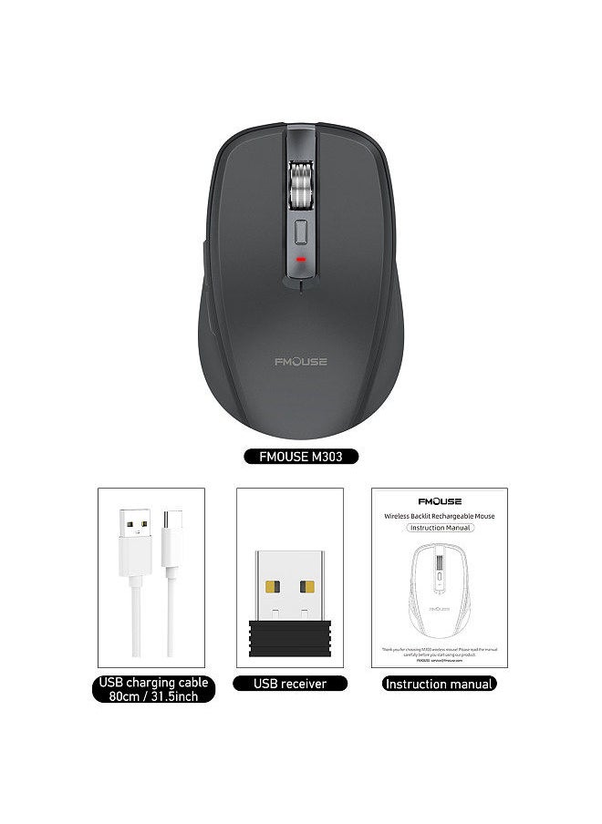 FMOUSE - 2.4G+BT5.1 Dual-mode Wireless Mouse Computer Gaming Mice Ergonomic Design 4-gear   Adjustable DPI Built-in Rechargeable Battery for Laptop - Image 1