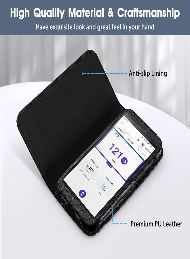 MEDMAX PU Leather Protective Case for Omnipod 5, Lightweight Protective PDM Diabetic Storage Carrying Case with Dexcom G7 Cutout (Black) - Image 4