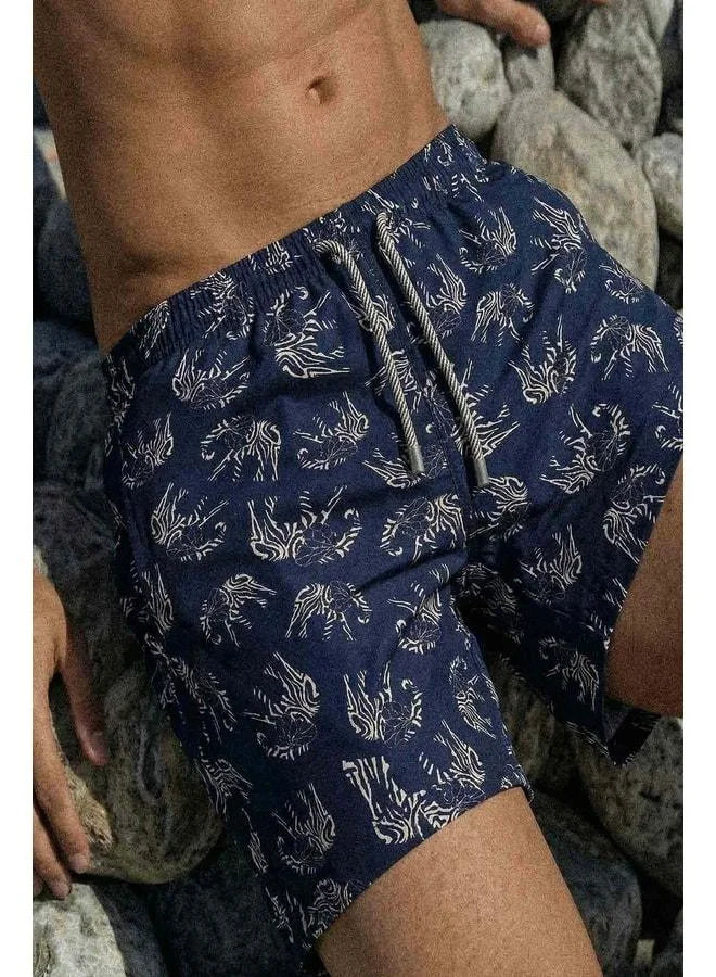Aytuğ Egyptian Men's Tiger-Pattern Swim Shorts Marin
