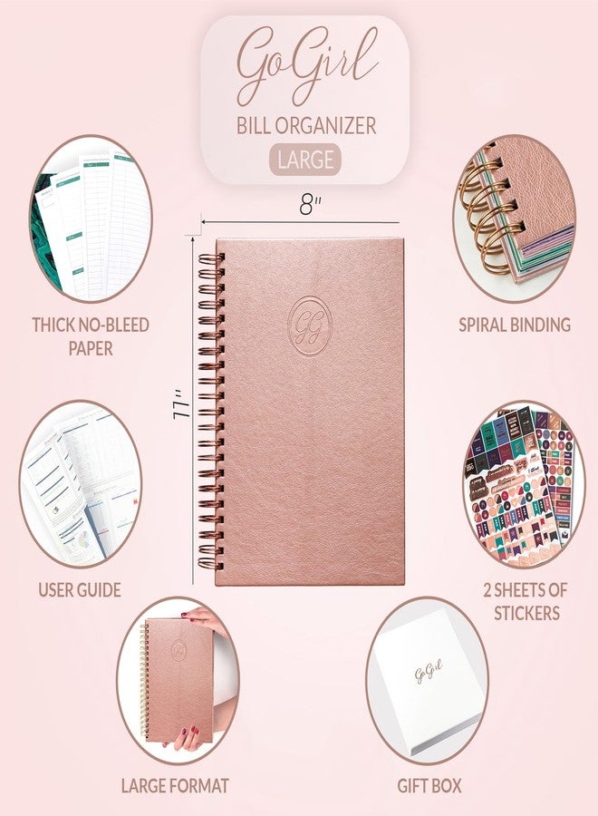 GoGirl Budget Planner & Monthly Bill Organizer - Monthly Financial Book with Pockets. Expense Tracker Notebook Journal, Large (Rose Gold) - Image 2