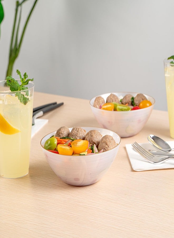 Restaurantware Plastic Bowls 20 Pcs 16 oz Gold Rimmed Disposable Soup Bowls Heavy-Duty White Translucent Rippled Dinnerware Containers for Party, Desserts, Salads, Snacks, and Catering - Image 5