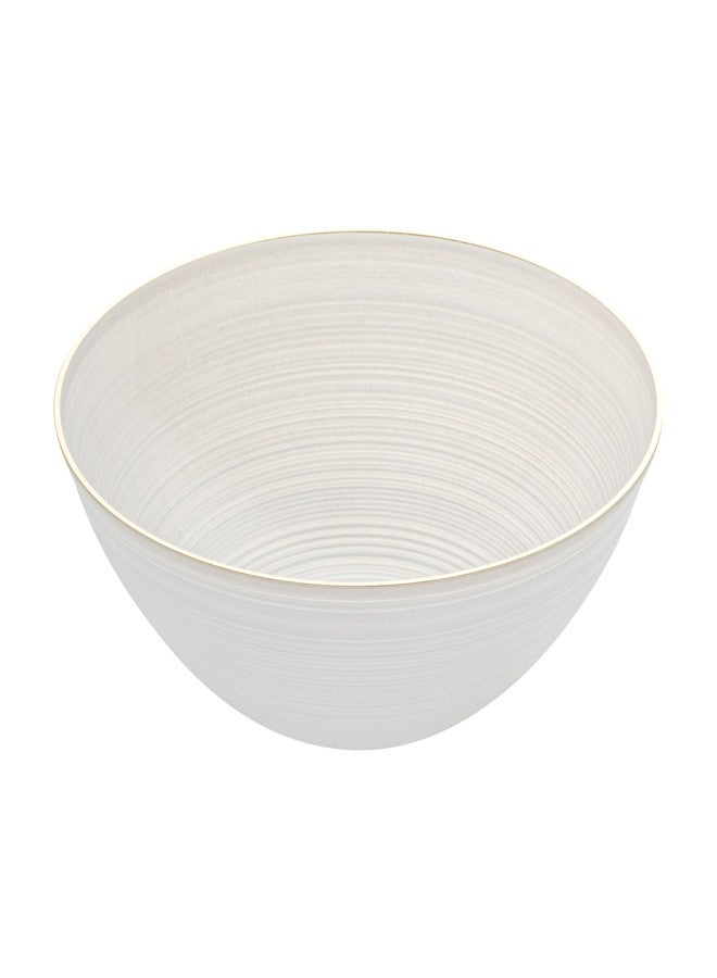 Restaurantware Plastic Bowls 20 Pcs 16 oz Gold Rimmed Disposable Soup Bowls Heavy-Duty White Translucent Rippled Dinnerware Containers for Party, Desserts, Salads, Snacks, and Catering - Image 2