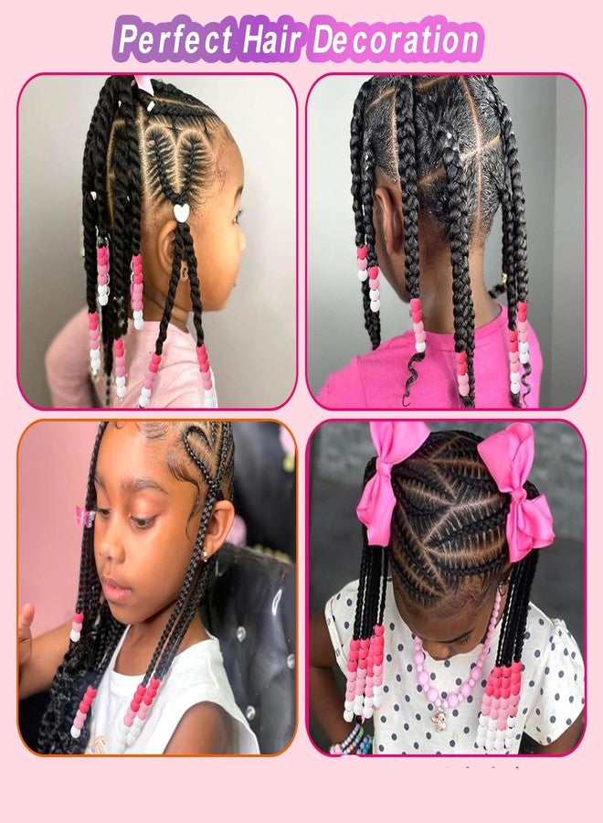 Deenwada 90pcs Silicone Hair Beads for Kids Girls Braids - Soft Colorful Pony Beads Bulk with Hair Ties & Beader Tool for Women and Girls Hair Accessories (Mix Colors-Pink&Red) - Image 5