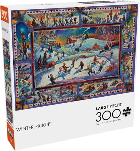 Buffalo Games Winter Pickup John H Burrow 300 Oversized Piece Jigsaw Puzzle Larger Shapes Great for Adults Seniors Kids PrecisionCut Pieces Christmas Artwork Hours of Festive Fun - Image 1