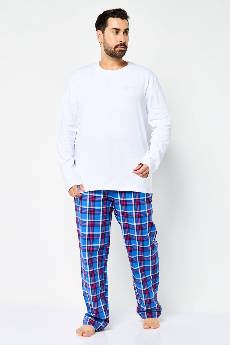 MOSCHINO Men 2 Pieces Embroidered Logo Long Sleeves Pajama Set, Multicolor - Image 1