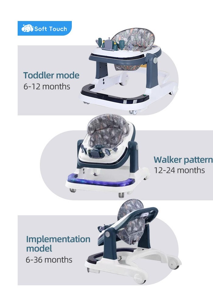 Soft Touch - 5 in 1 Baby Walker for Kids Toddler Walker with Wheels Foldable Kids Walker with Music and Lights Baby Push Walker with 3 Adjustable Height Baby Activity Walker with Remote Control - Image 1