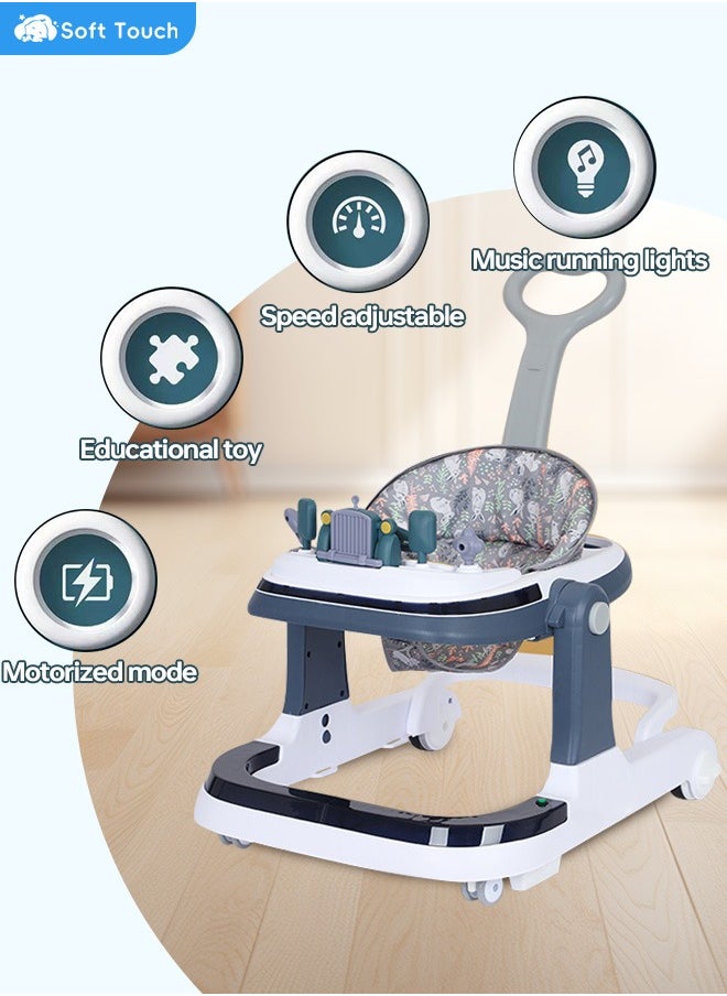 Soft Touch - 5 in 1 Baby Walker for Kids Toddler Walker with Wheels Foldable Kids Walker with Music and Lights Baby Push Walker with 3 Adjustable Height Baby Activity Walker with Remote Control - Image 1