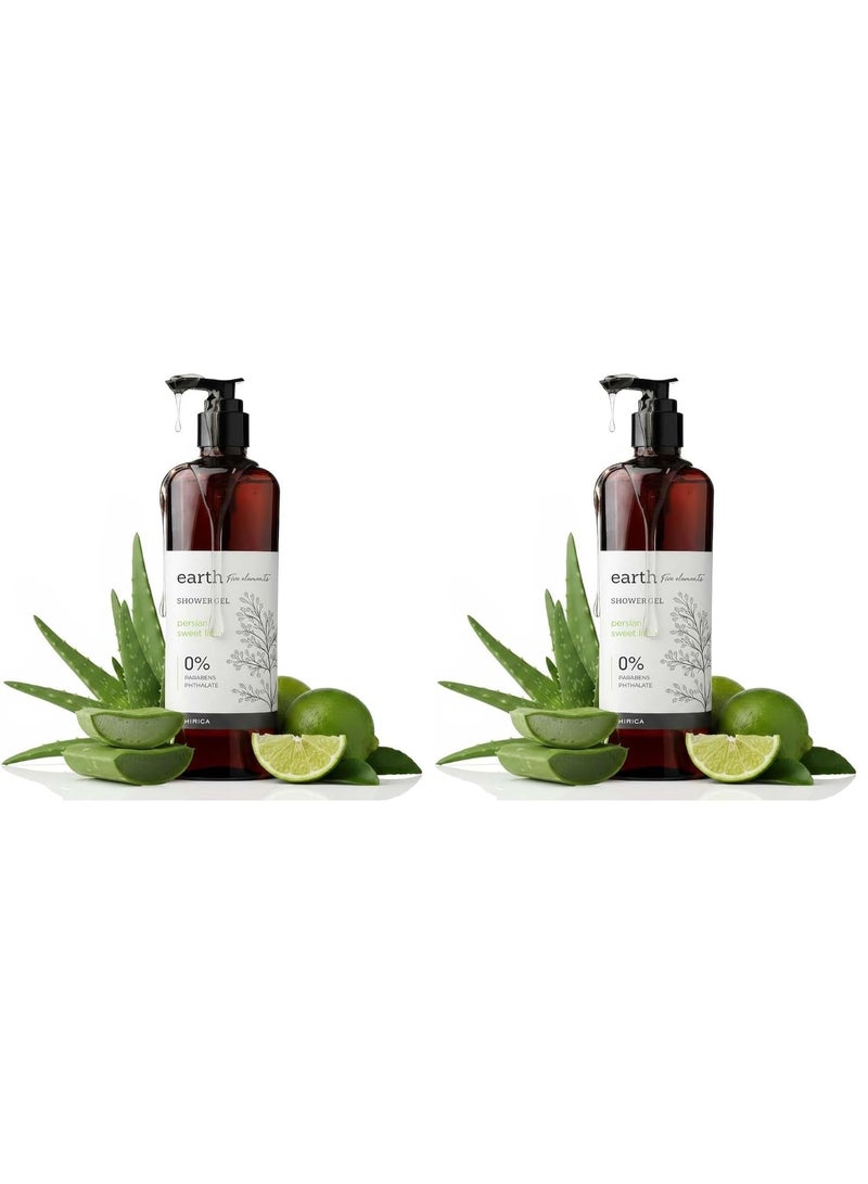 Kimirica Earth Persian Lime Shower Gel 290ml,100% Vegan & Paraben Free| Hydrating, Moisturizing, mild cleanser Shower Gel For Women and Men | Persian Sweet Lime (Pack of 2) - Image 1