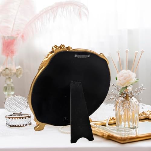 Nerien Vintage Gold Mirror Wall Decor - Small Vanity Mirrors, Antique Decorative for Desk Room, Frame Arched Victorian Decoration for Home Table, Standing Framed Art Gift for Furniture Living Bedroom, Oval - Image 5